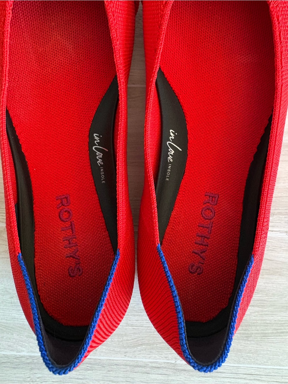 Rothy's Red The Emblem Ballet Flats Size 8 Gold Buckles EUC Business Casual Chic - Picture 5 of 8